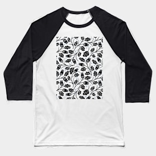 Black Leafed Pattern Baseball T-Shirt